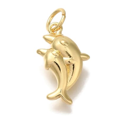 Dije colgante delfín 15 mm  baño de oro / unidad