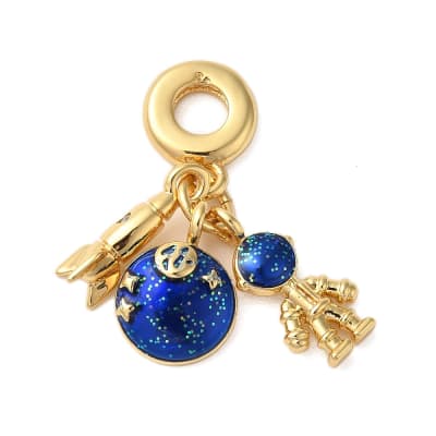 Colgante europeo charm planeta astronauta cohete baño oro / unidad