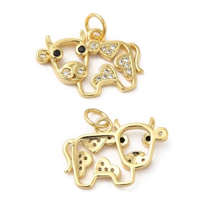 Dije colgante vaca zircón baño de oro / unidad