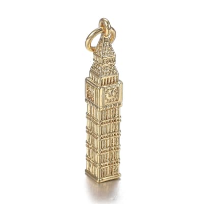Dije colgante big ben 26 mm baño de oro / unidad