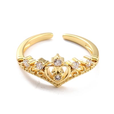 Anillo ajustable corona baño de oro / unidad