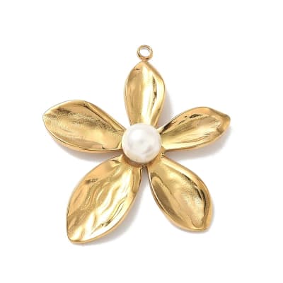 Maxi dije colgante flor perla 35 mm acero / unidad
