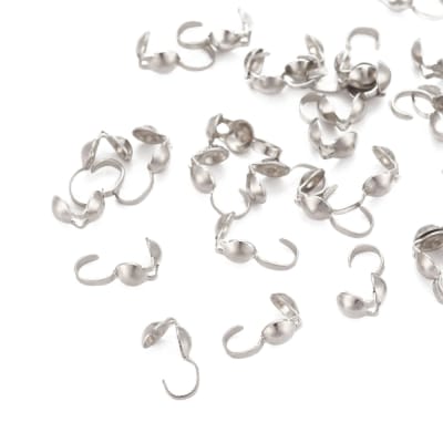 Tapa nudos Calotte acero plateado argolla abierta / 10 uds