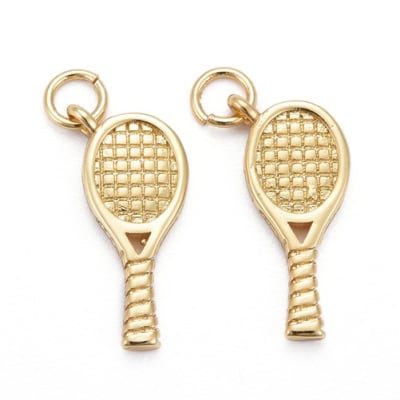 Dije colgante raqueta tenis baño de oro / unidad