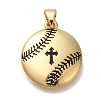 Dije colgante esmaltado pelota béisbol baseball baño oro / unidad