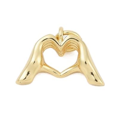Dije colgante gesto corazón con manos 10.5 mm baño oro  / unidad
