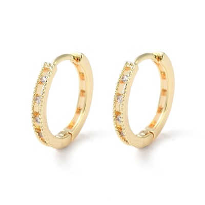 Aros argollas huggie con zircón 12.5 mm dorado plateado / par
