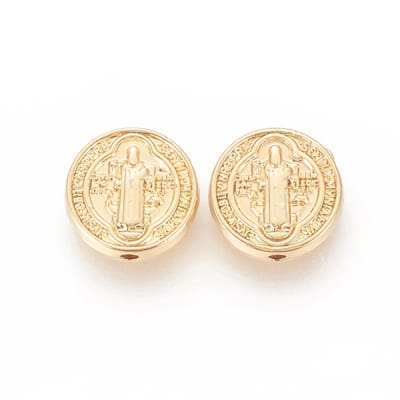 Dije Pasador San Benito Abad 10 mm baño de oro / unidad