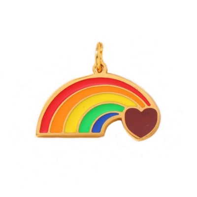 Dije colgante esmaltado arco iris corazón pride 21 mm acero / unidad