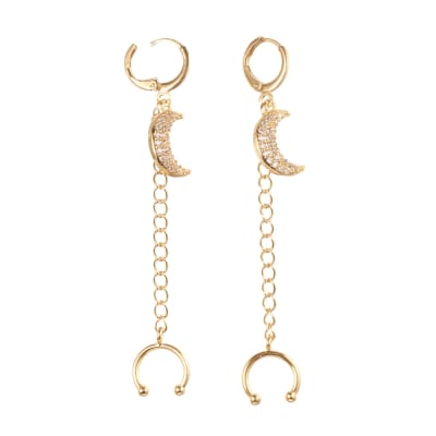 Ear cuff aros solitarios Luna largo baño de oro / unidad