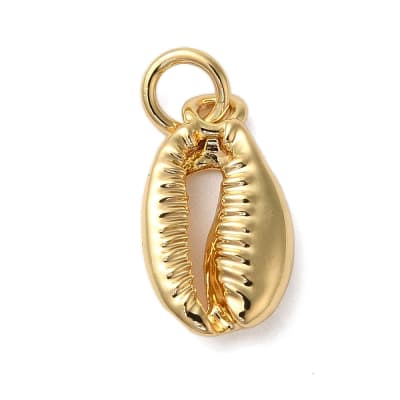Dije colgante concha cauri mar 14.5 mm baño de oro / unidad