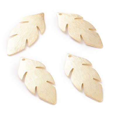 Dije colgante hoja 30 mm baño de oro / unidad