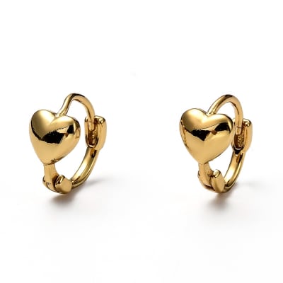 Aros argollas huggie corazón mujer niñas baño de oro / par