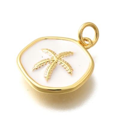 Dije colgante esmaltado estrella de mar 16 mm baño oro / unidad