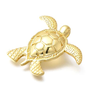 Dije pasador tortuga marina 28x31 mm baño de oro / unidad