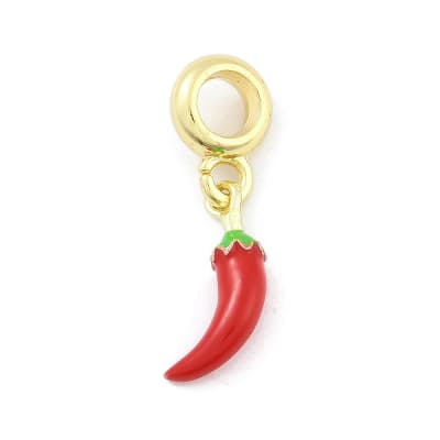 Colgante europeo charm ají rojo chile amuleto baño oro / unidad