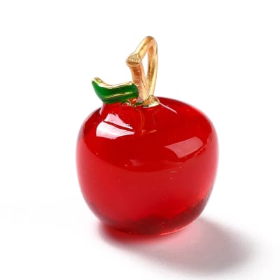 Dije colgante manzana roja 19 mm murano baño oro / unidad