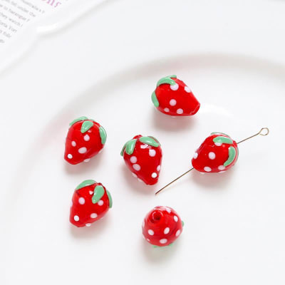 Dije pasador frutilla fresa 15 mm murano / unidad