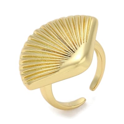 Anillo ajustable concha mar ostra baño de oro / unidad