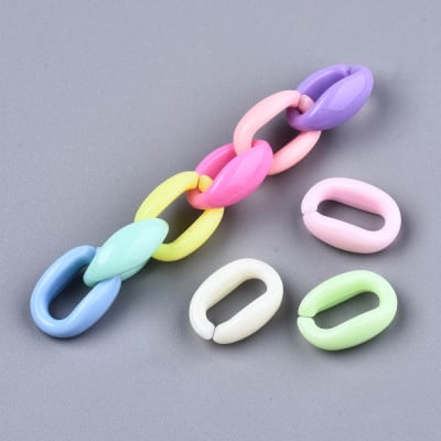 Cadena plástica acrílico por armar eslabón 16x11 mm / 20 grs