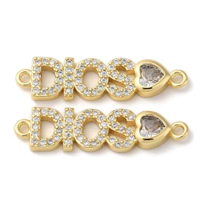 Dije conector palabra Dios corazón zircón 26 mm / unidad