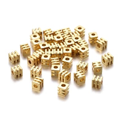 Separador cubo ranura 4 mm baño oro platino / 10 uds