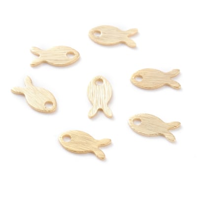 Dije colgante pez 8 mm baño de oro / unidad