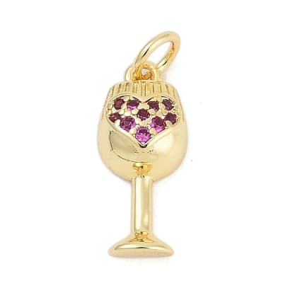 Dije colgante copa de Vinotinto 16 mm baño oro zircón / unidad