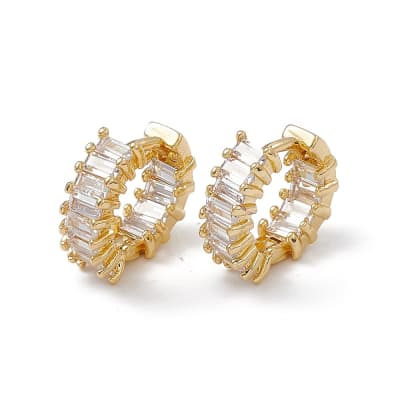 Aros argollas aretes huggie zircón grande 16 mm baño oro con bisagra / par