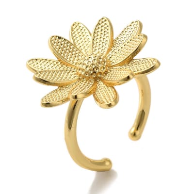 Anillo ajustable flor margarita baño de oro / unidad