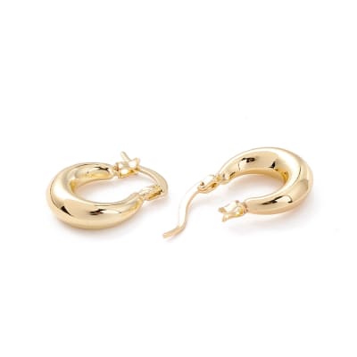 Aros argollas chunky huggie macizo pendiente baño de oro / par