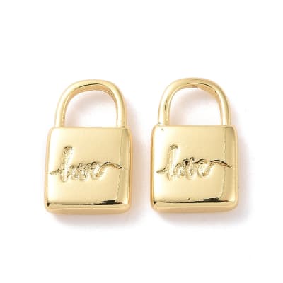 Dije colgante candado love 12 mm baño oro / unidad