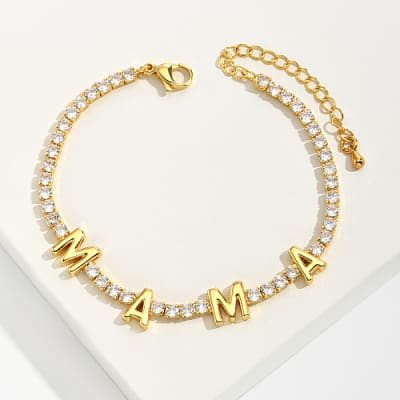Pulsera con circones elegante regalo mamá baño de oro / unidad