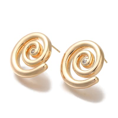 Aros topo topito caracol espiral 20 mm baño oro platino / par