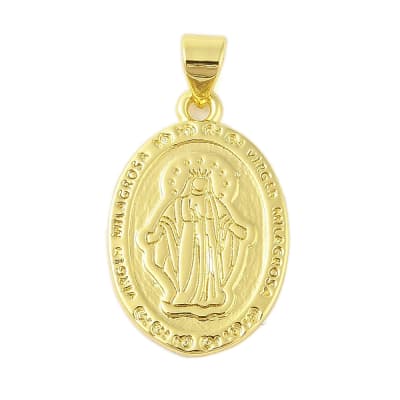 Dije colgante medalla virgen milagrosa 23 mm baño oro / unidad