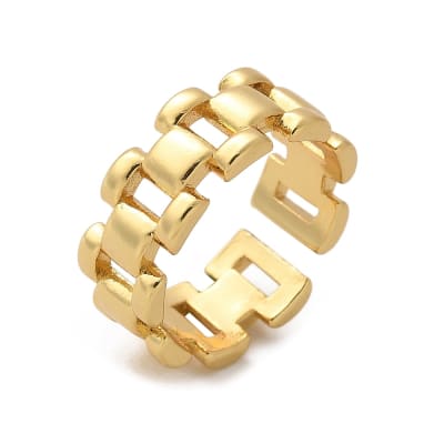 Anillo ajustable eslabón italiano baño oro / unidad