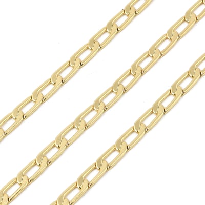 Cadena eslabón alargado cubano 9.5x4 mm baño de oro / metro