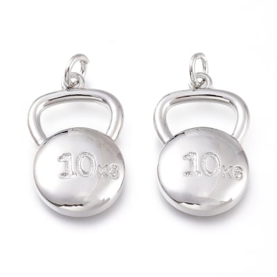 Dije colgante pesa rusa 10kg gym fitness 21x13 mm latón / unidad