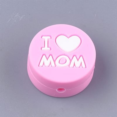 Mordedor silicona love mom mamá bebé portachupete / unidad
