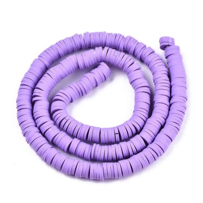 Sarta cuentas disco arcilla polimérica unicolor fimo 6 mm / tira