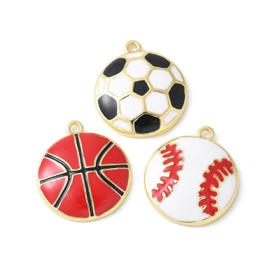 Dije colgante esmaltado deporte futbol béisbol básquet baño oro / unidad