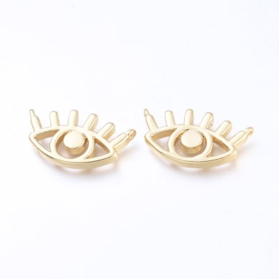 Dije pasador ojo pestaña 21 mm baño de oro / unidad