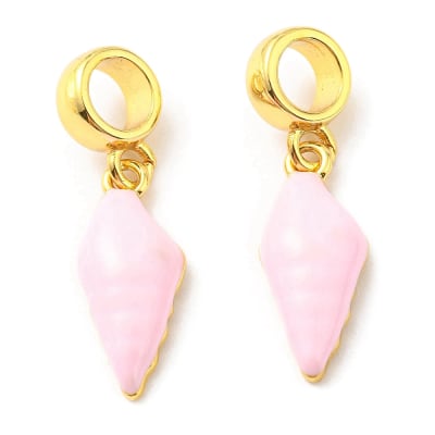 Colgante europeo charm concha caracol esmaltado baño de oro / unidad