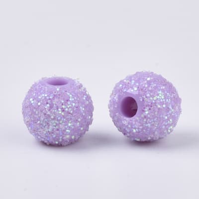 Cuentas plásticas con brillantina corazón estrella esfera / 24 uds