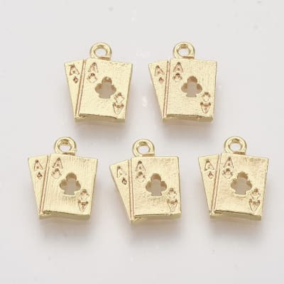 Dije colgante carta naipe 11 mm baño de oro / unidad