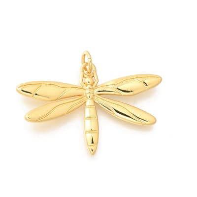 Dije colgante libélula 20 mm baño de oro / unidad