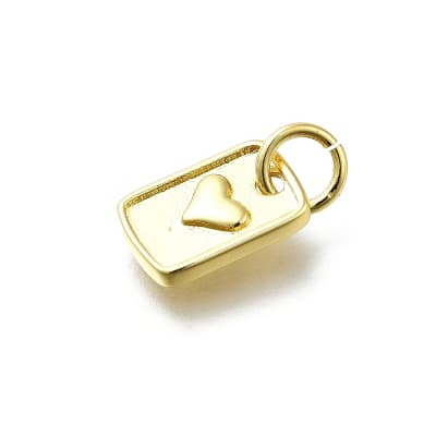 Dije colgante medalla corazón 9.5 mm baño de oro / unidad
