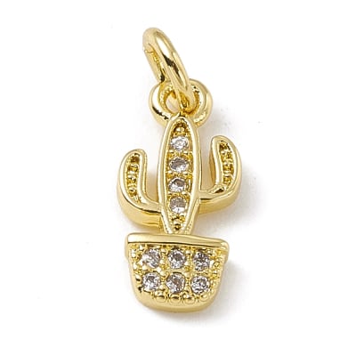 Dije colgante cactus 12.5 mm baño oro platino zircón / unidad