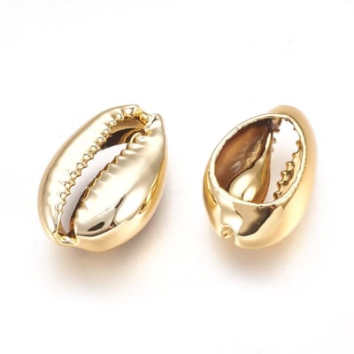 Dije conector concha mar de cauri baño de oro / unidad