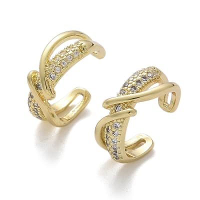 Ear cuff aros solitarios líneas elegantes 13 mm baño oro / unidad